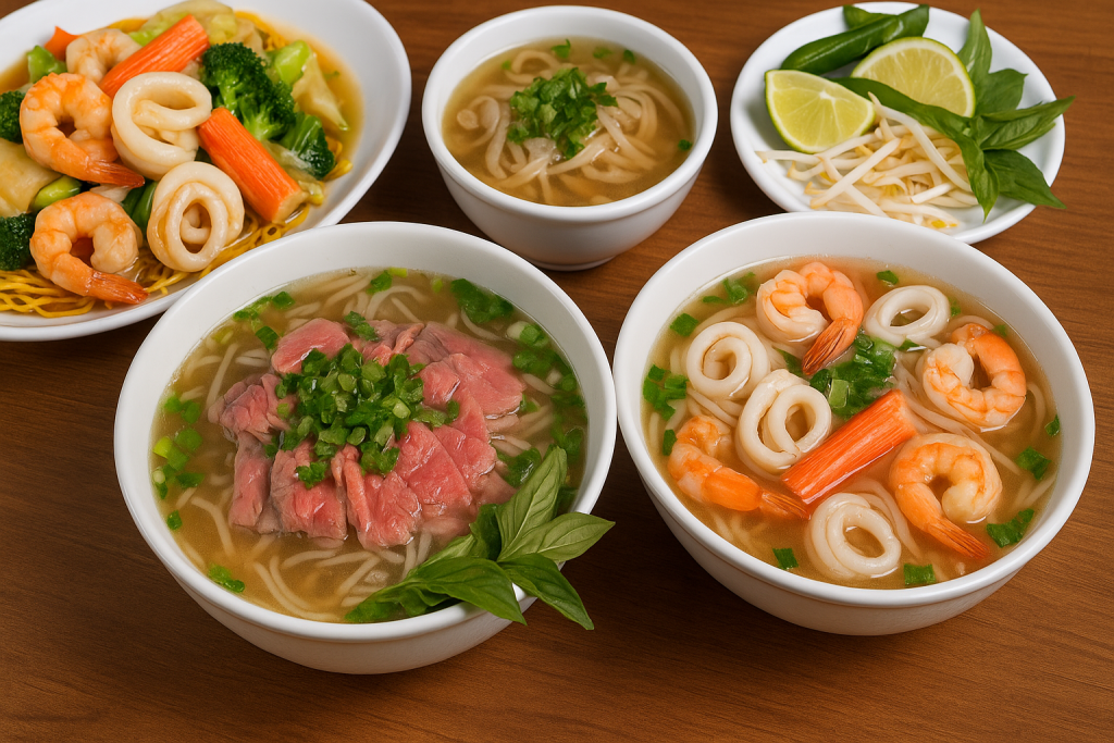 Pho By Night Menu Highlights – Rare Beef and Seafood Pho Showcase