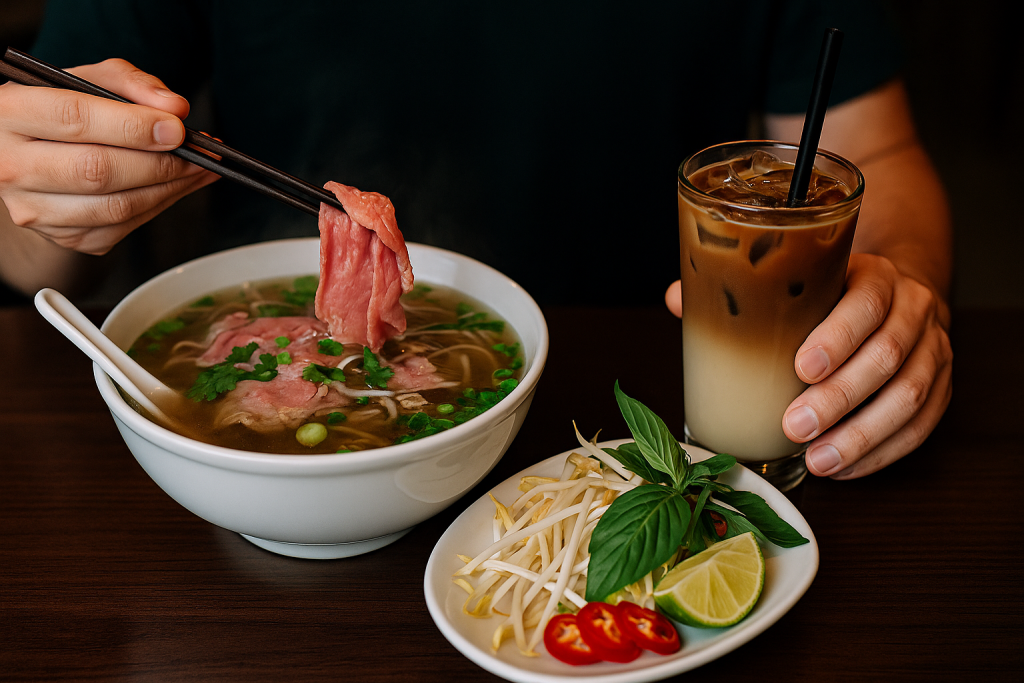 Beef Pho with Vietnamese Iced Coffee
